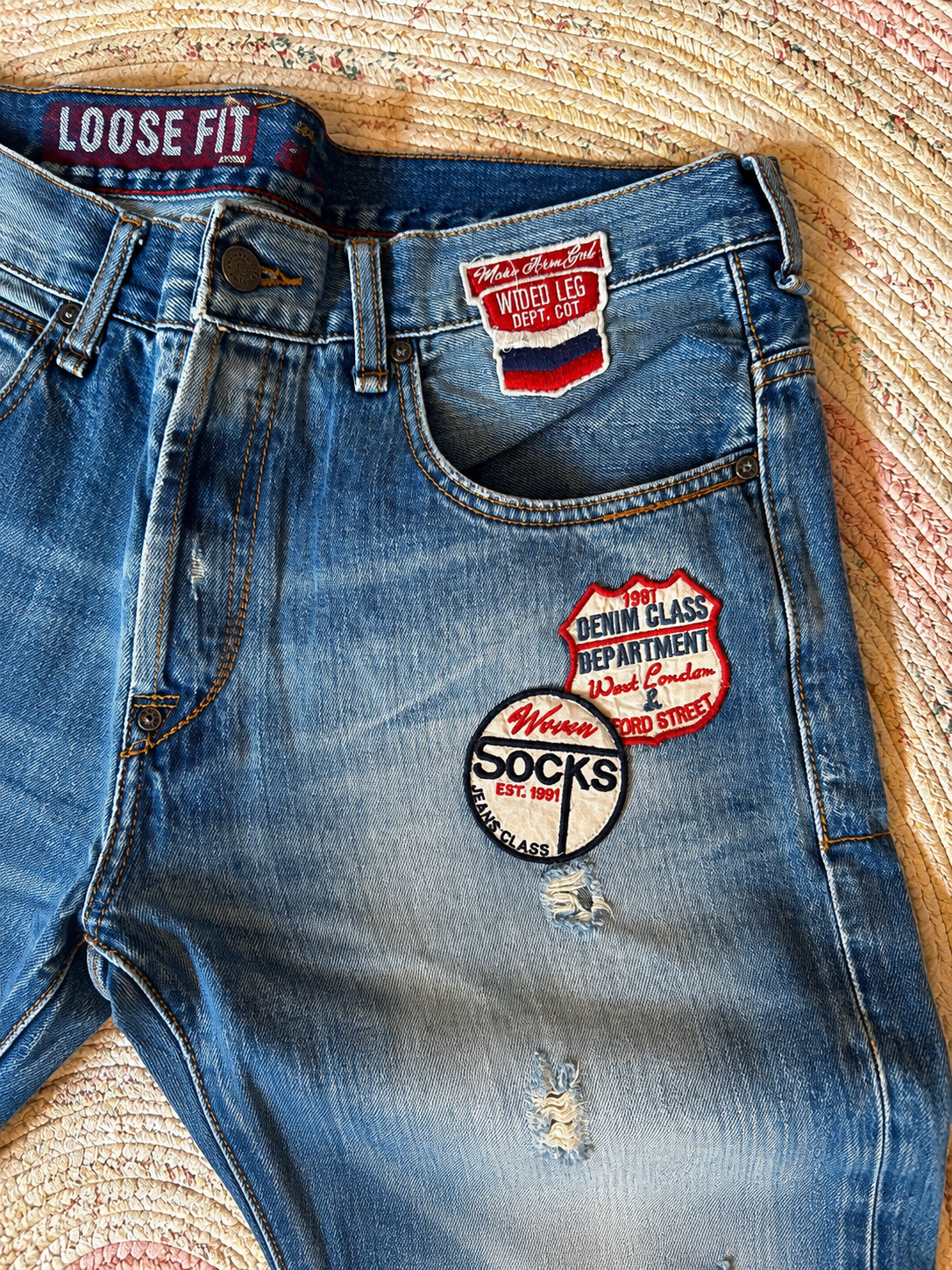 Vaquero Vintage Loose Fit Denim Parches