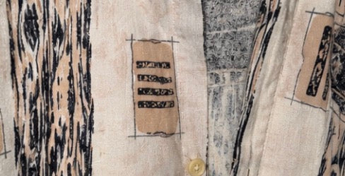Camisa Vintage Oversize Beige Estampado Geométrico Hombre