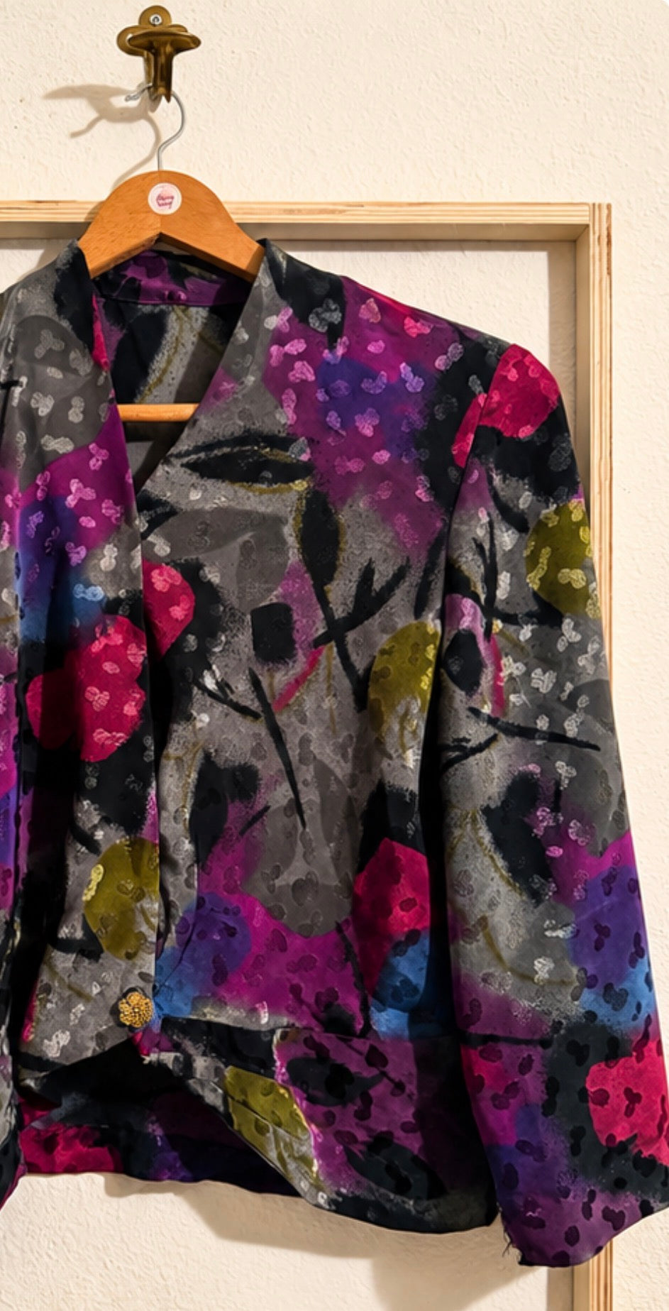 Blazer Vintage Estampado Artístico | Botón Joya | Años 90