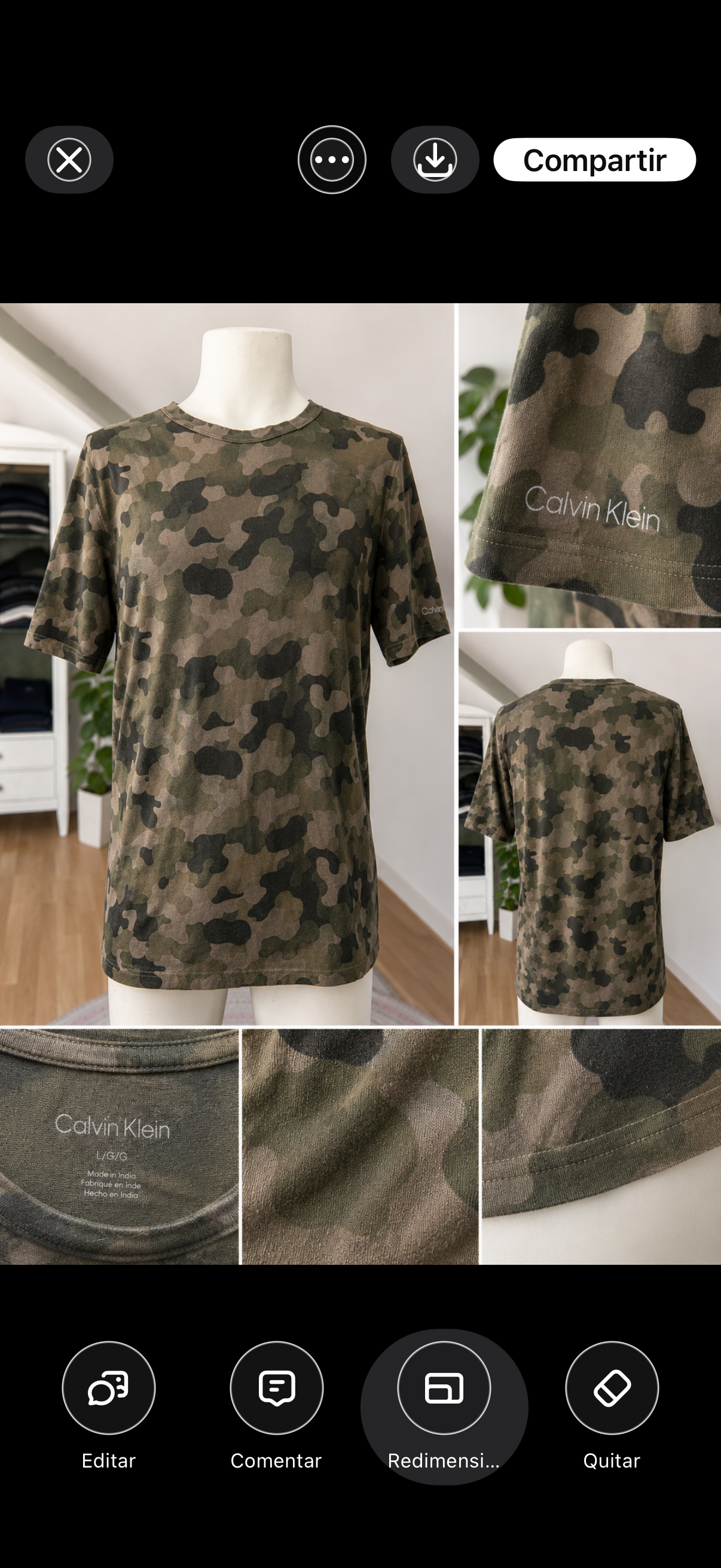 Camiseta Calvin Klein Camuflaje Verde Militar