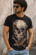 Camiseta Religion London Calavera Floral Negra | Talla S