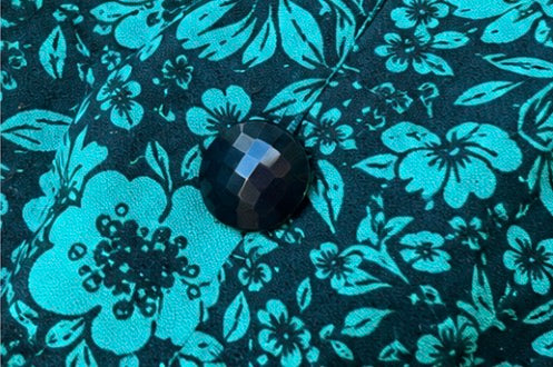 Camisa Vintage DÉBUT Floral Turquesa & Negro · Made in U.K.