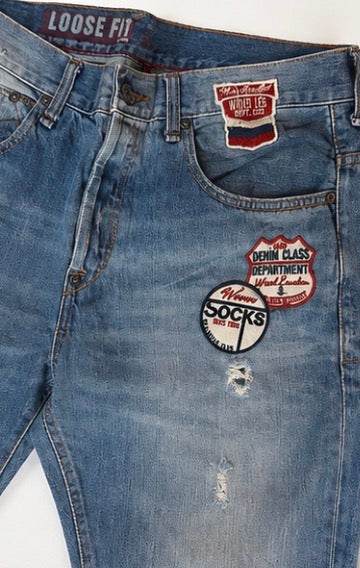 Vaquero Vintage Loose Fit Denim Parches