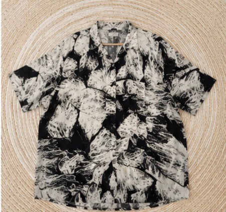 Camisa Vintage Oversize Abstract White & Black