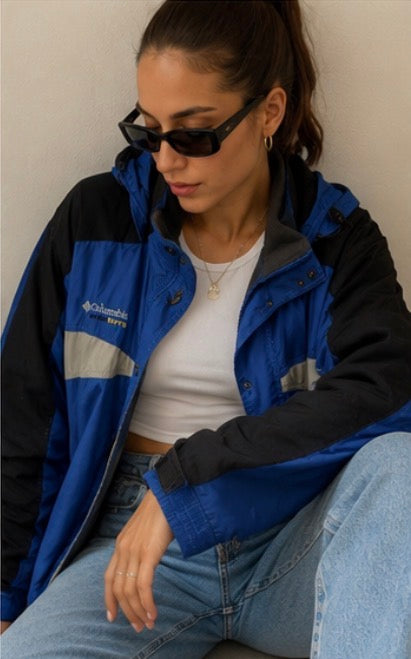 Chaqueta Columbia Crossterra Vintage 90s Azul con Polar Interior Desmontable