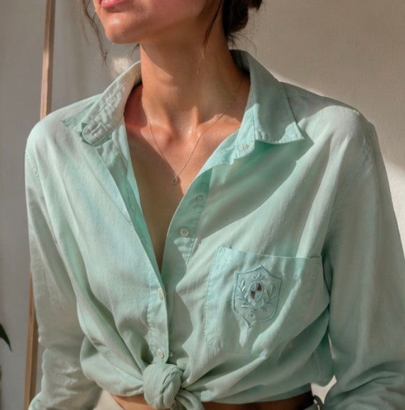 Camisa Vintage Verde Menta Bordada | Adonay Vintage