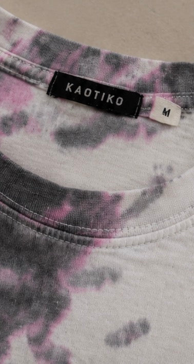 Camiseta Tie-Dye Kaotiko Rosa y Gris | Talla M