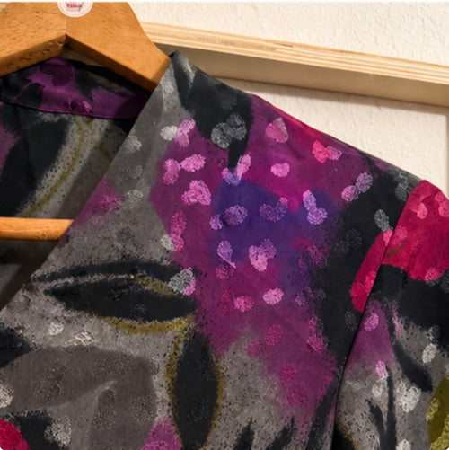 Blazer Vintage Estampado Artístico | Botón Joya | Años 90