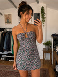 Vestido Mini Floral Halter Vintage Verde | Adonay Vintage