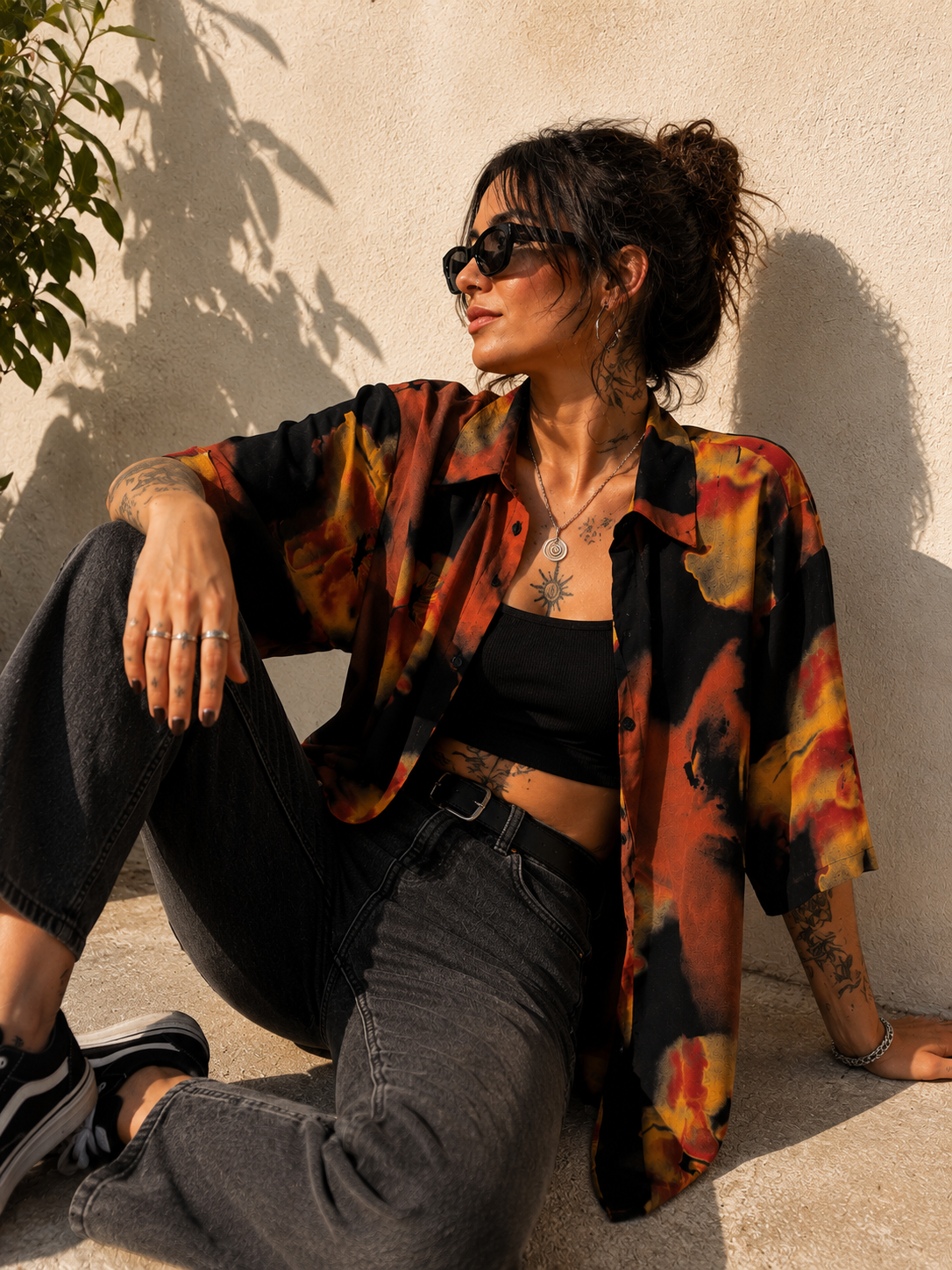 Camisa Vintage Fabiani Estampado Abstracto Oversize | Mujer | Talla L