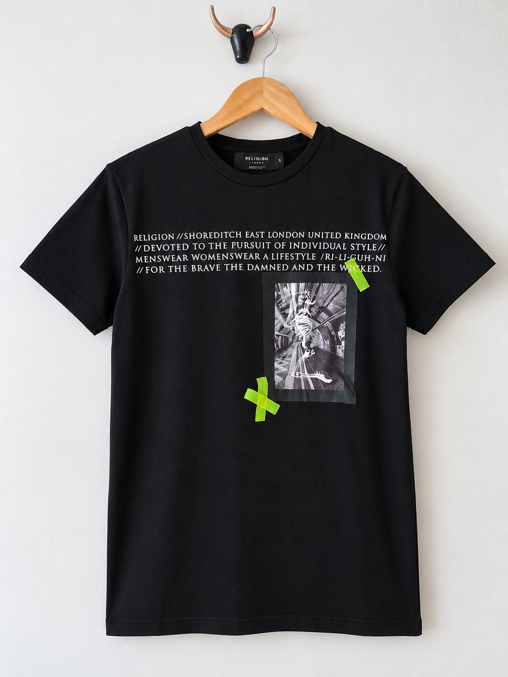 Camiseta Religion London Negra Skeleton · Talla S