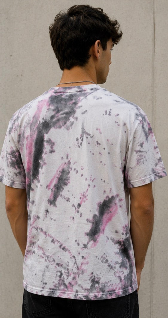 Camiseta Tie-Dye Kaotiko Rosa y Gris | Talla M