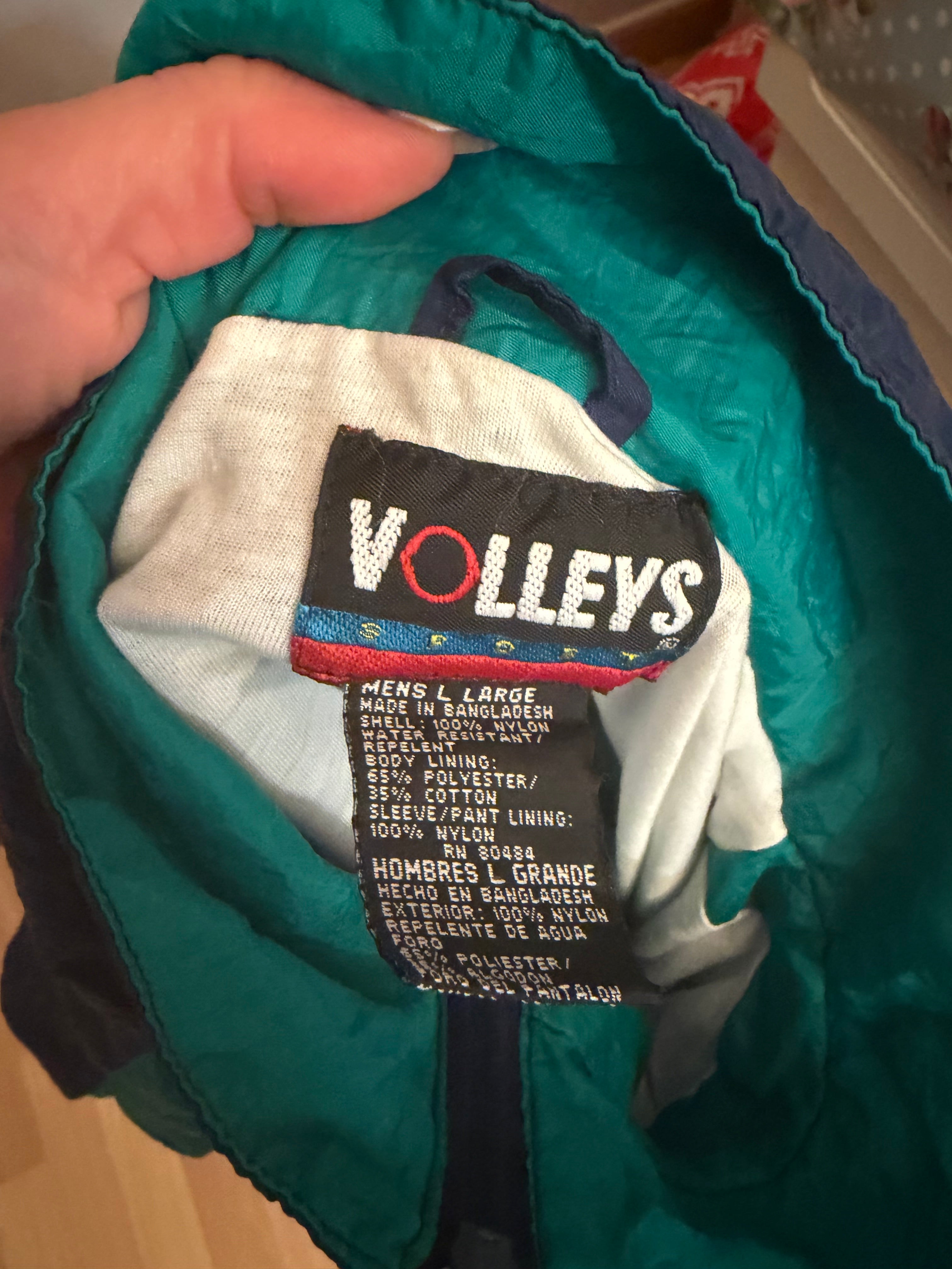 Chaqueta vintage Volleys 90s azul y verde retro windbreaker oversize