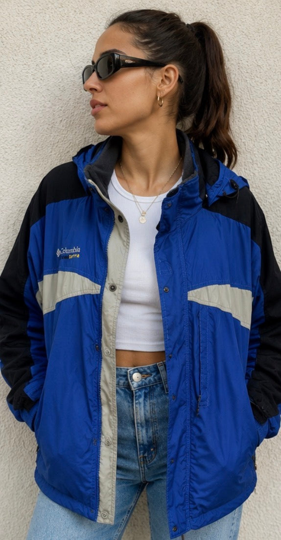 Chaqueta Columbia Crossterra Vintage 90s Azul con Polar Interior Desmontable