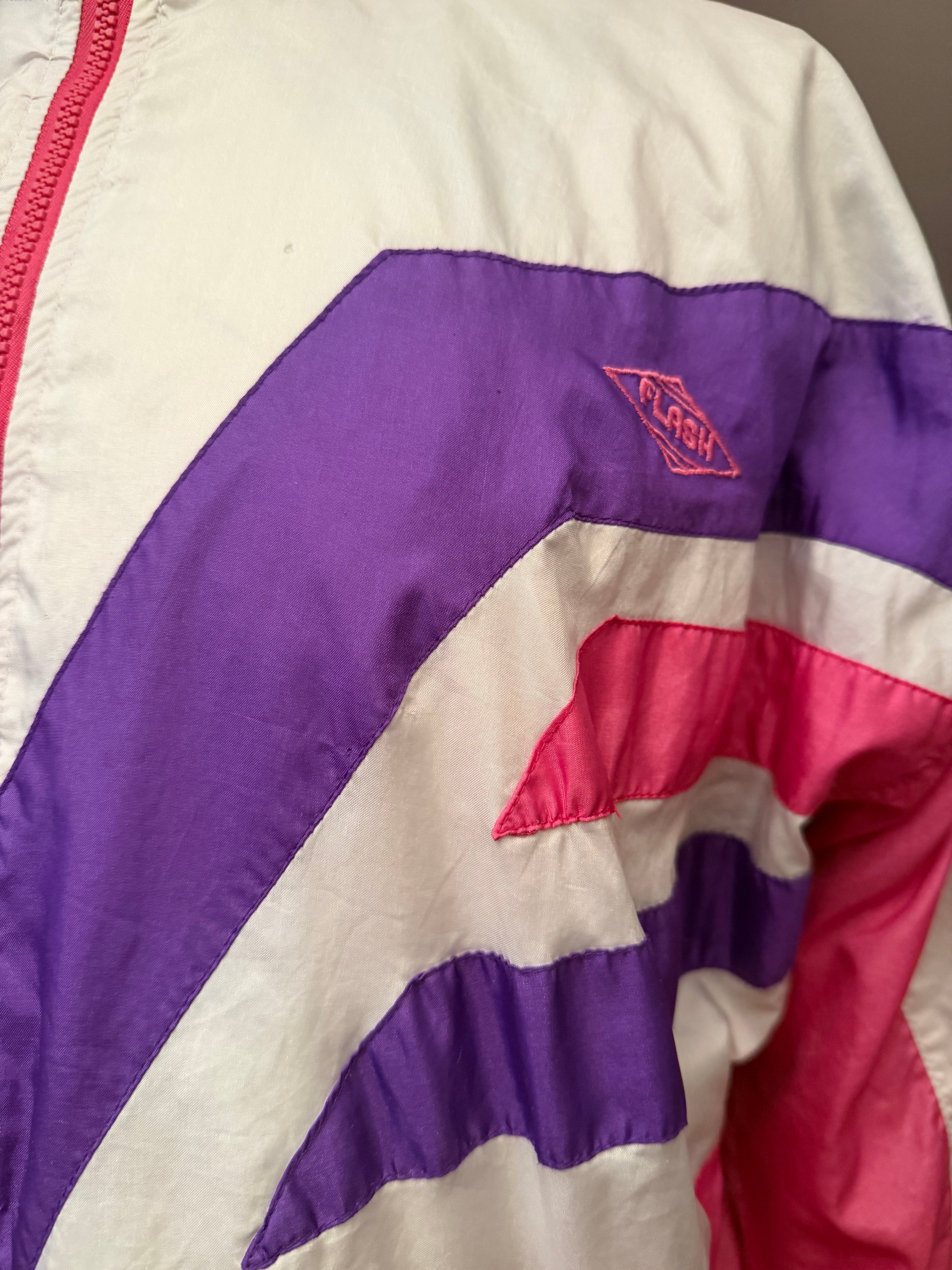 Chaqueta vintage 90s color block rosa blanco morado estilo retro sport