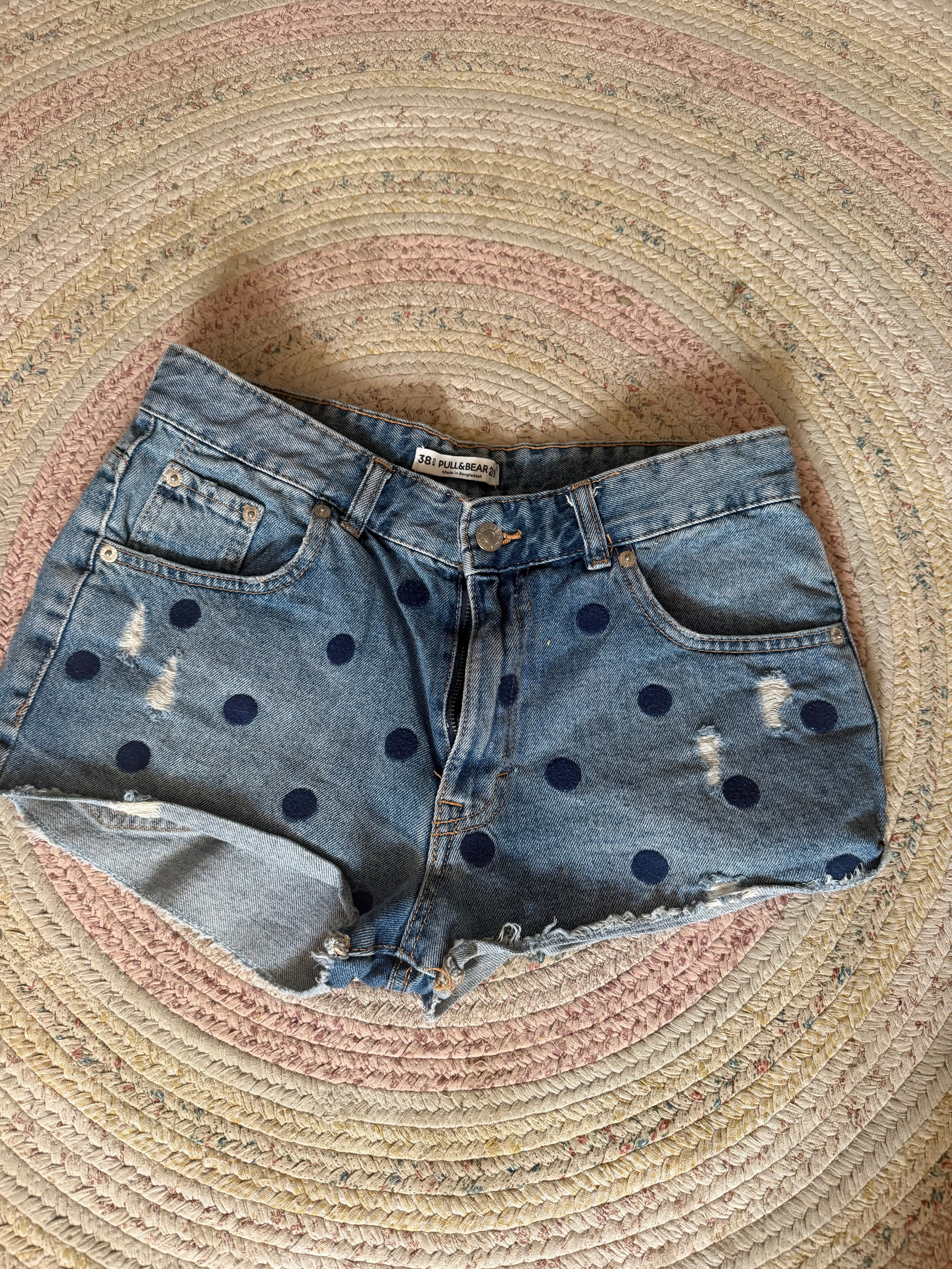 Short vaquero Pull&Bear azul con lunares | Talla 38 (M)