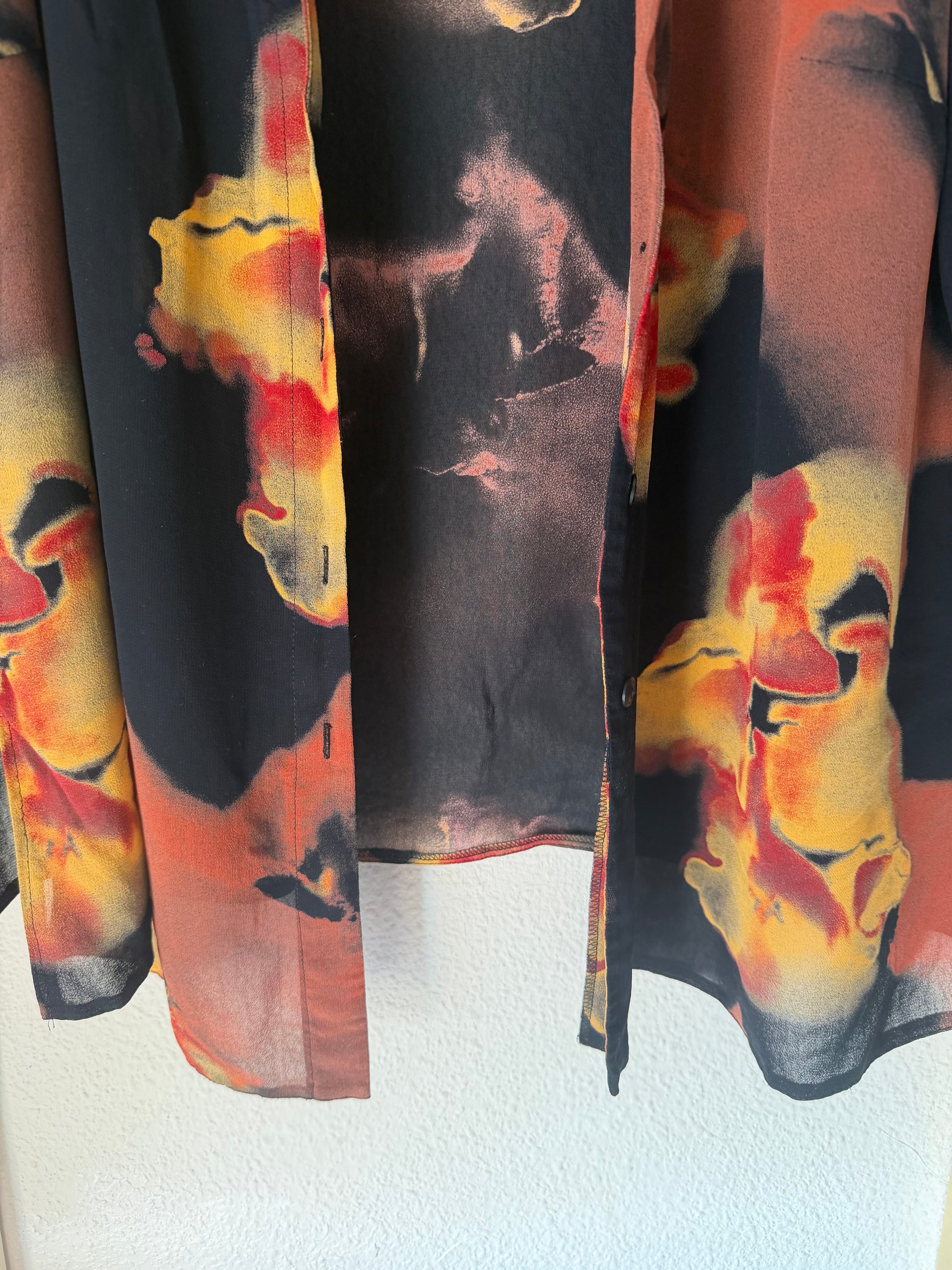 Camisa Vintage Fabiani Estampado Abstracto Oversize | Mujer | Talla L