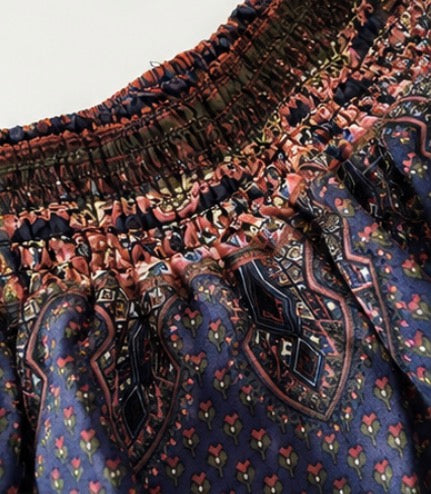 🌸 Falda Mini Boho Floral Azul Marino