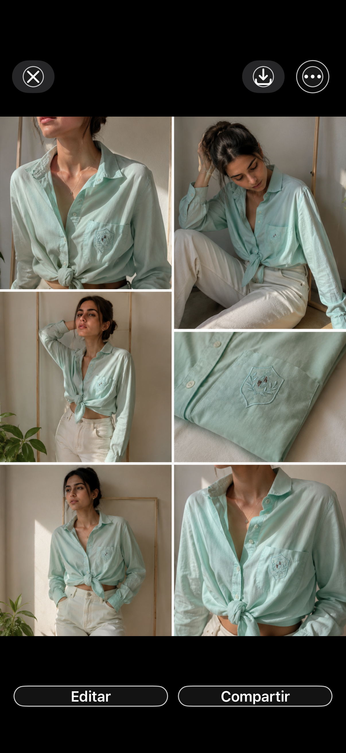 Camisa Vintage Verde Menta Bordada | Adonay Vintage