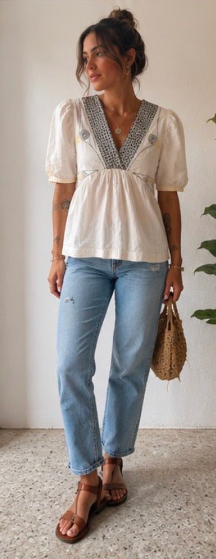 Camisola bordada Tintoretto blanca | Estilo boho romántico