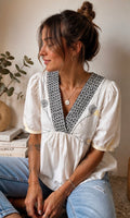 Camisola bordada Tintoretto blanca | Estilo boho romántico