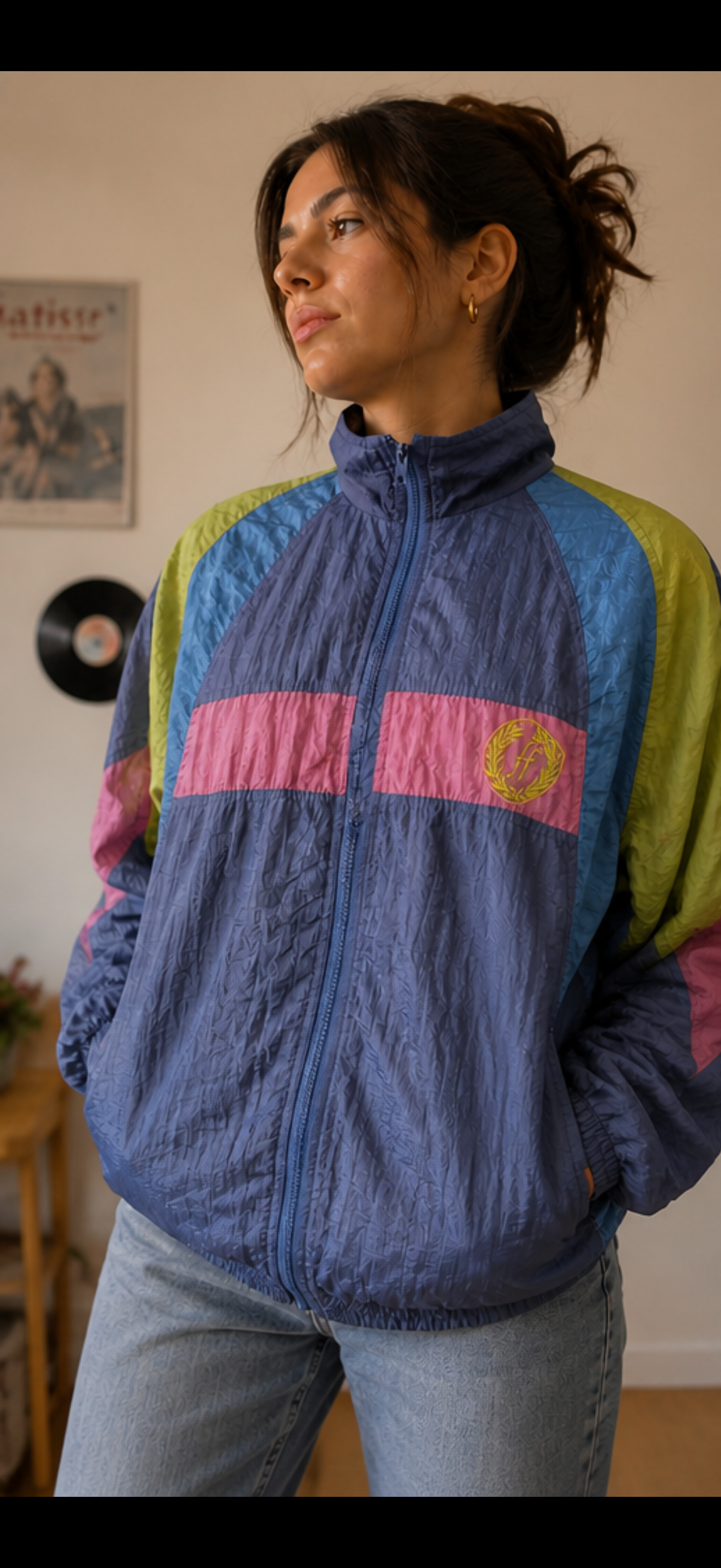 Cortavientos Vintage 90s Color Block Oversize