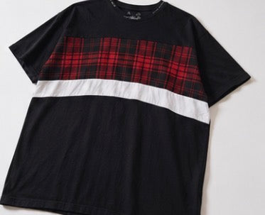 Camiseta negra tartán rojo | Estilo Streetwear | Talla M