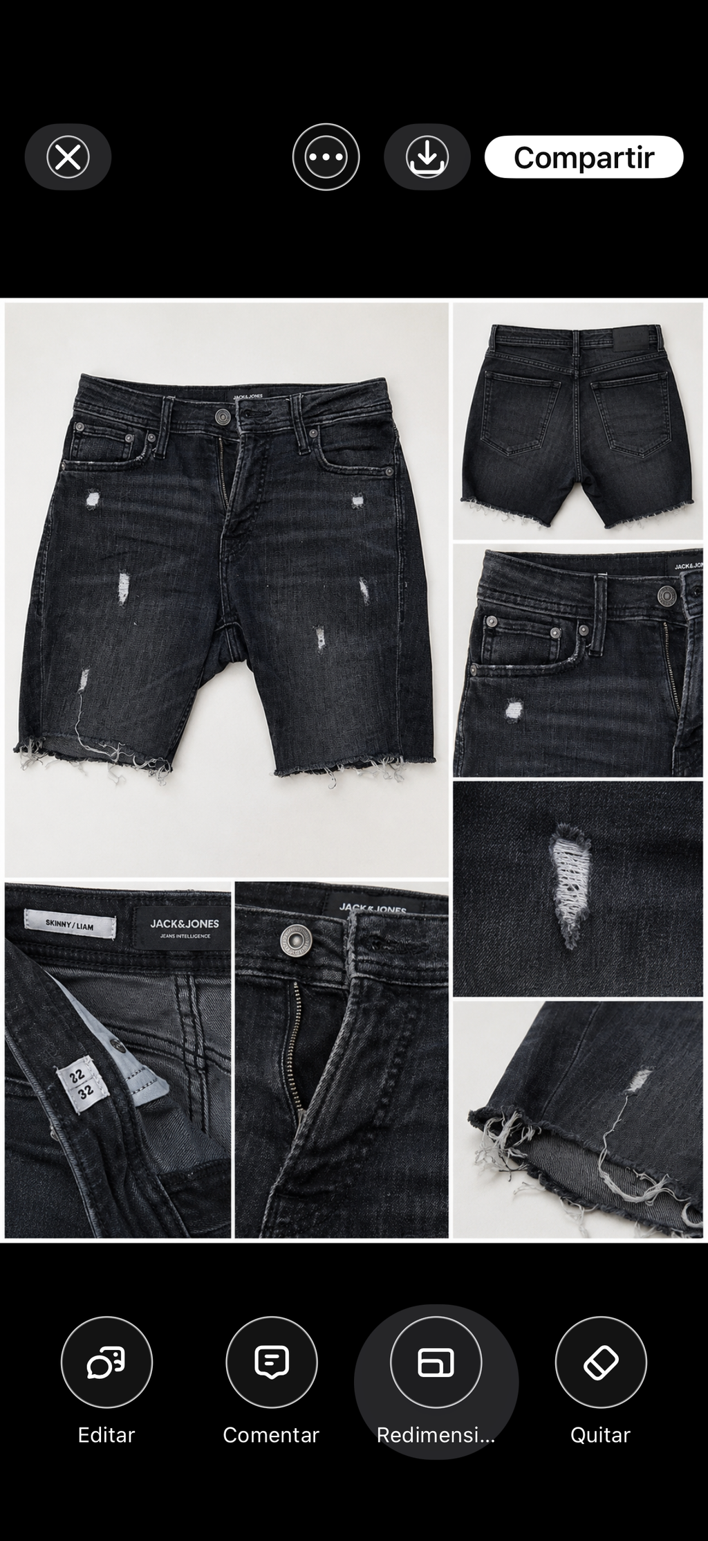 Short Vaquero Negro Jack & Jones Skinny Liam | Adonay Vintage