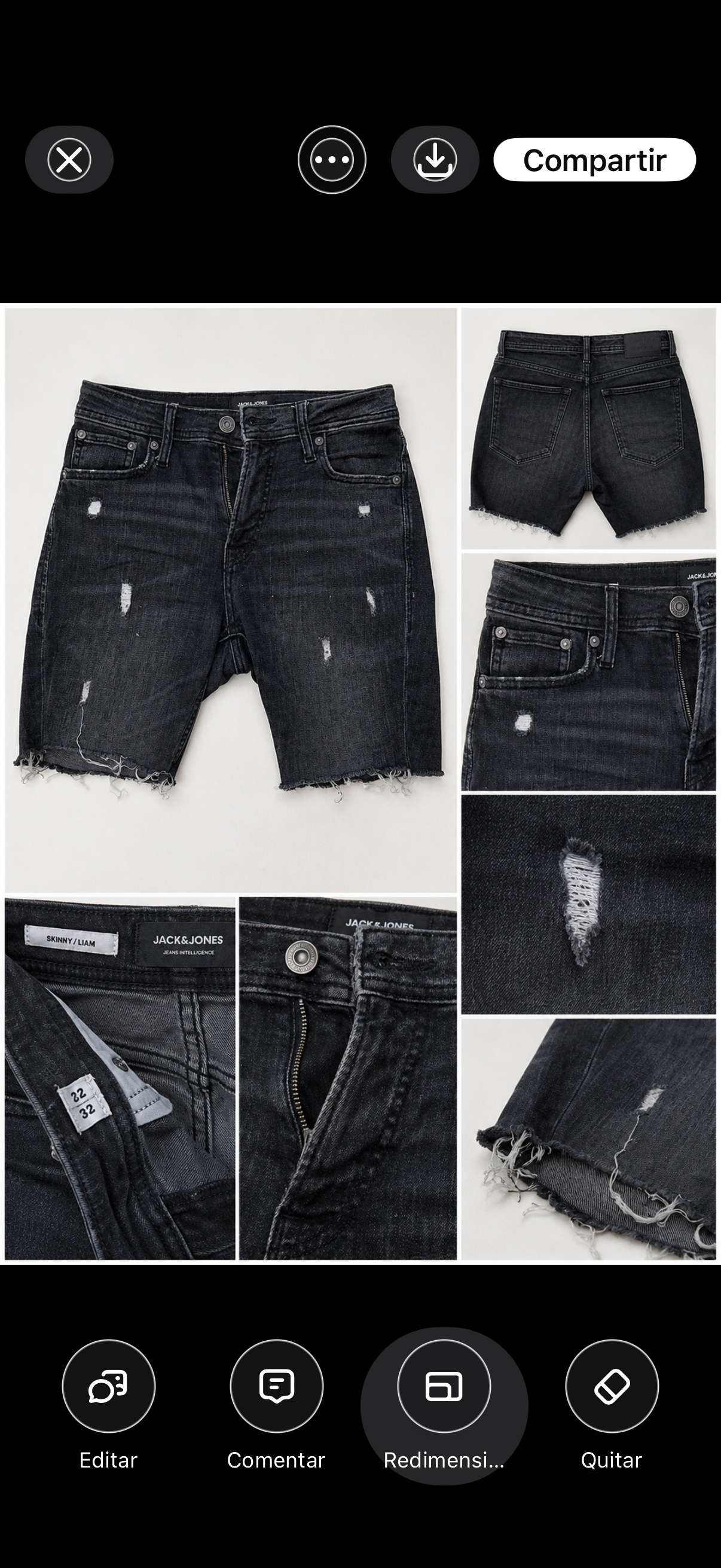 Short Vaquero Negro Jack & Jones Skinny Liam | Adonay Vintage