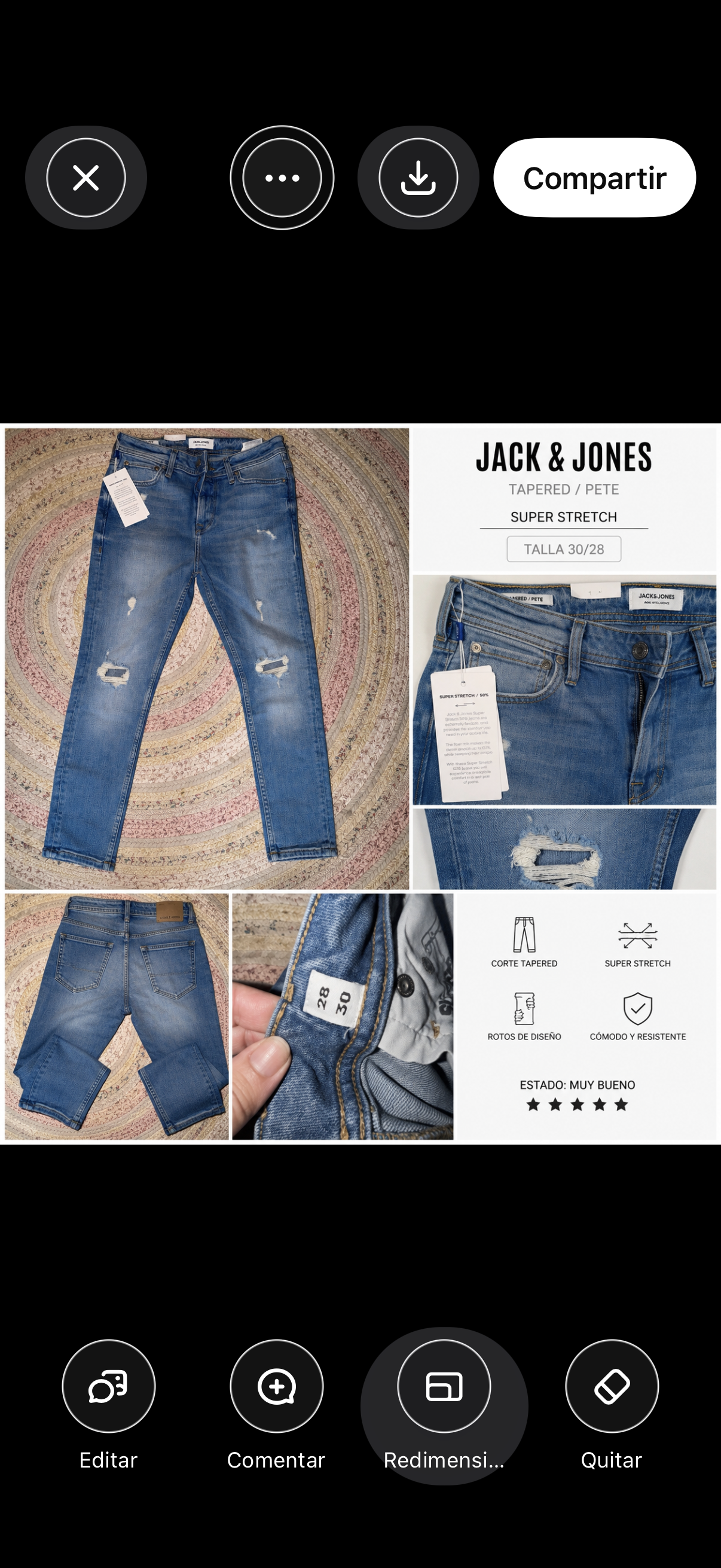 Vaquero Jack & Jones Tapered Pete Super Stretch Azul | Adonay Vintage