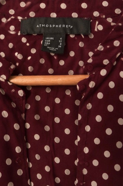 Camisa vintage Atmosphere granate de lunares blancos | Talla 36 (S)