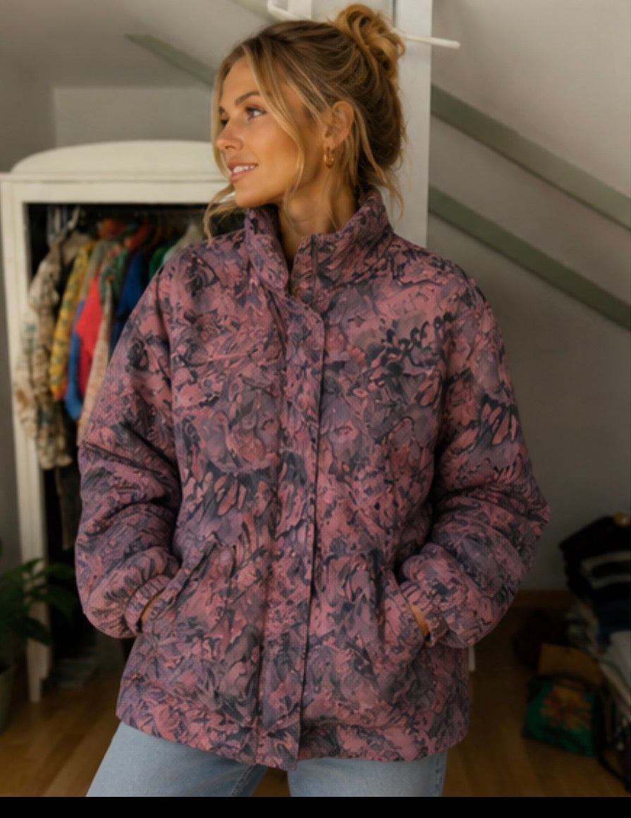 Chaqueta acolchada abstract print oversized 90s