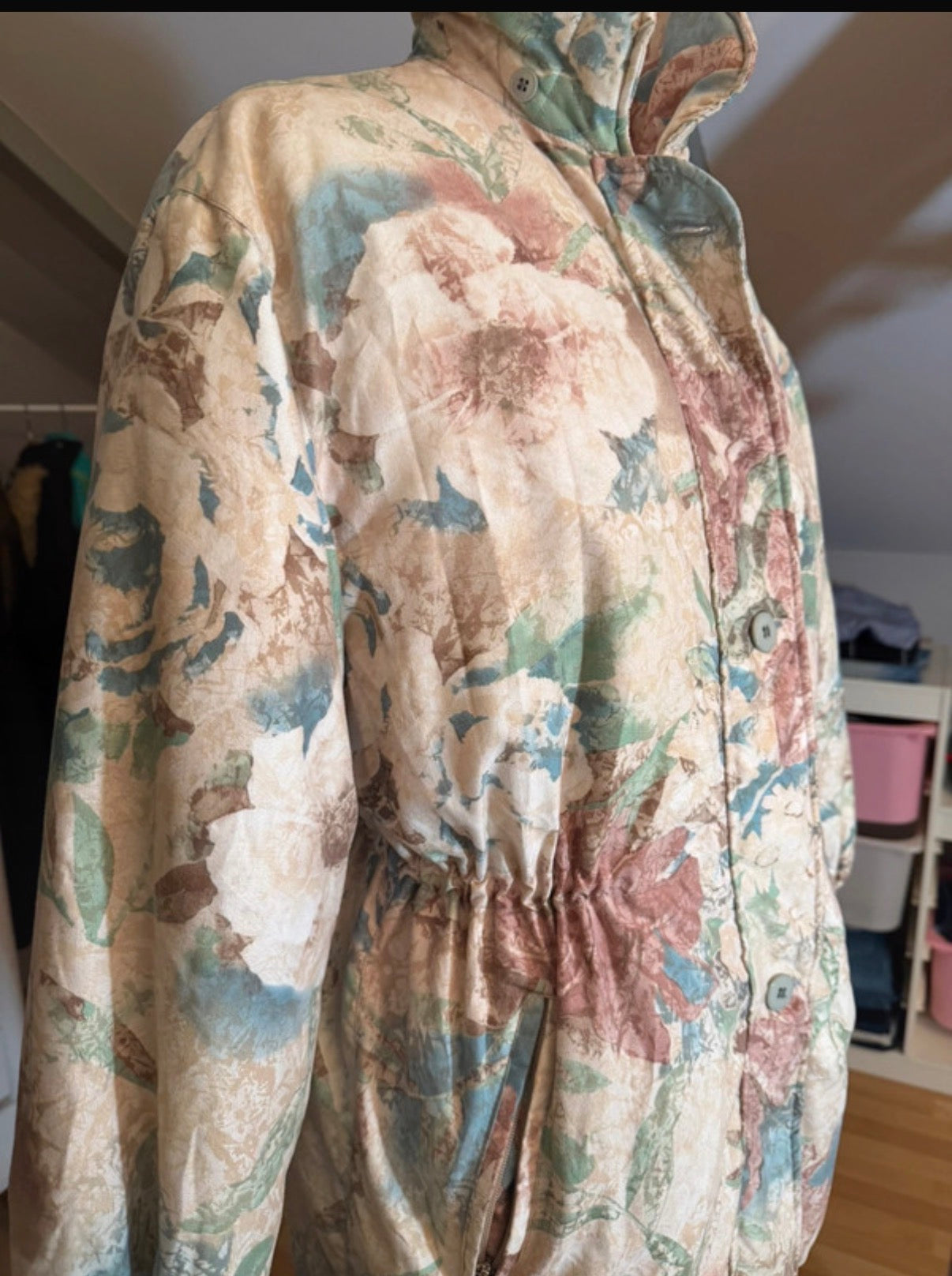 Chaqueta vintage 80s estampado floral pastel oversize