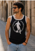 Camiseta de tirantes Bikkembergs negra con estampado futbolista | Talla S