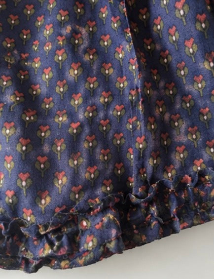 🌸 Falda Mini Boho Floral Azul Marino