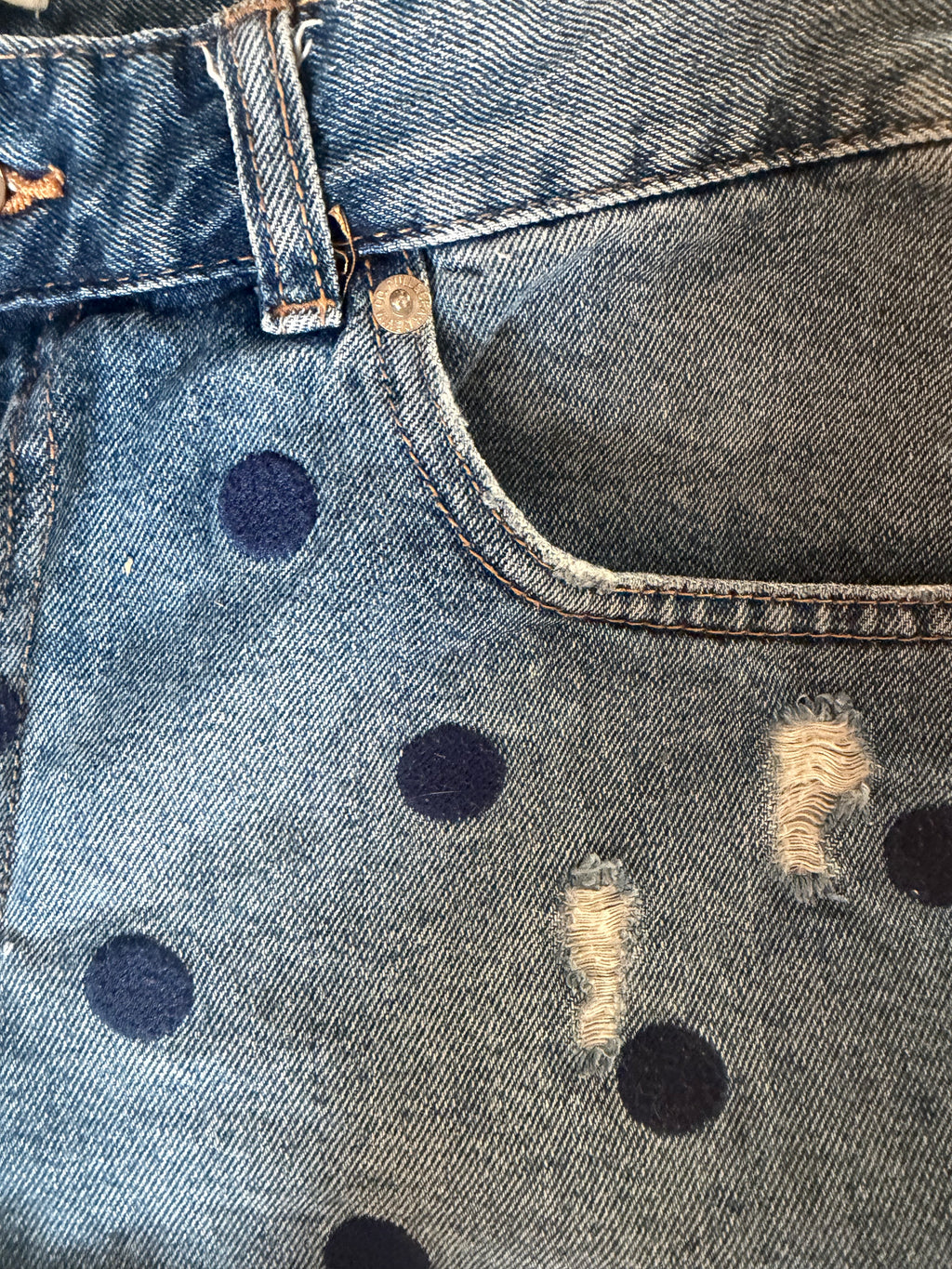 Short vaquero Pull&Bear azul con lunares | Talla 38 (M)