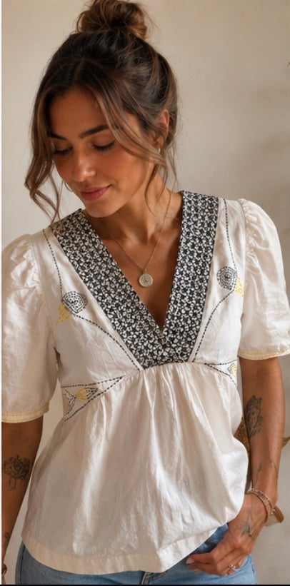 Camisola bordada Tintoretto blanca | Estilo boho romántico