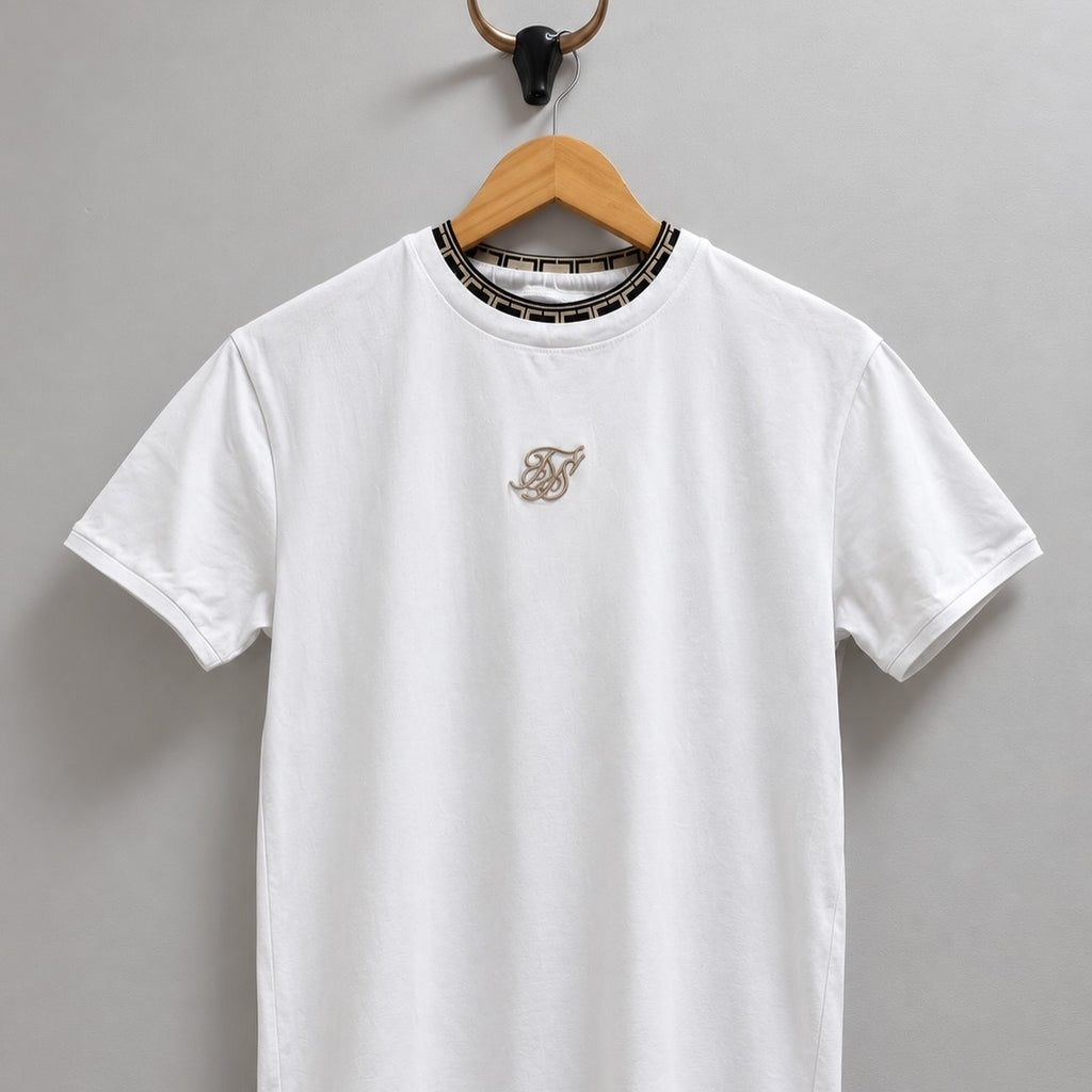 SIKSILK White Geometric Tee · Talla M