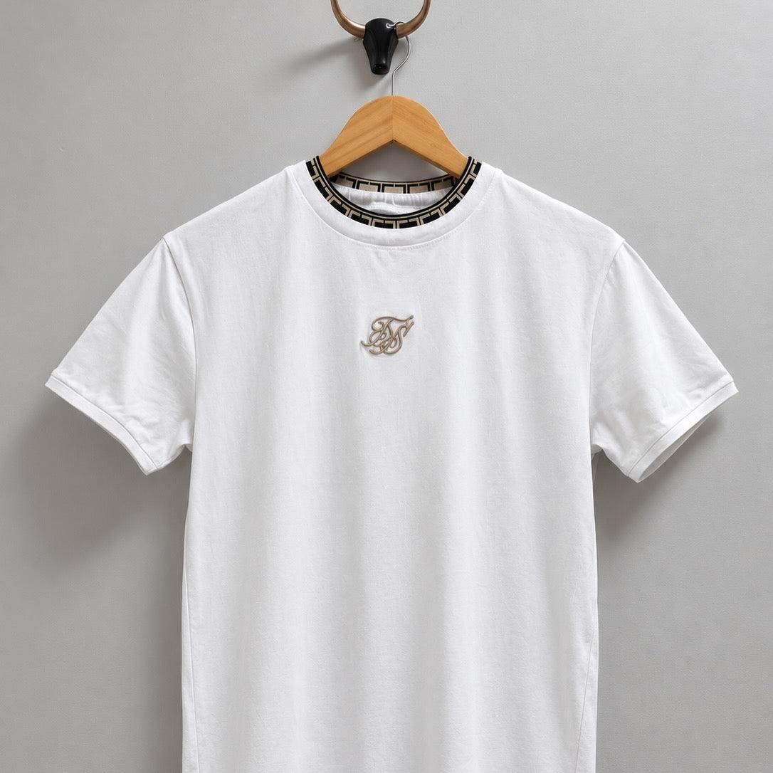 SIKSILK White Geometric Tee · Talla M