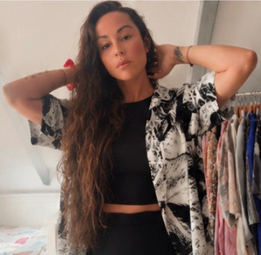 Camisa Vintage Oversize Abstract White & Black