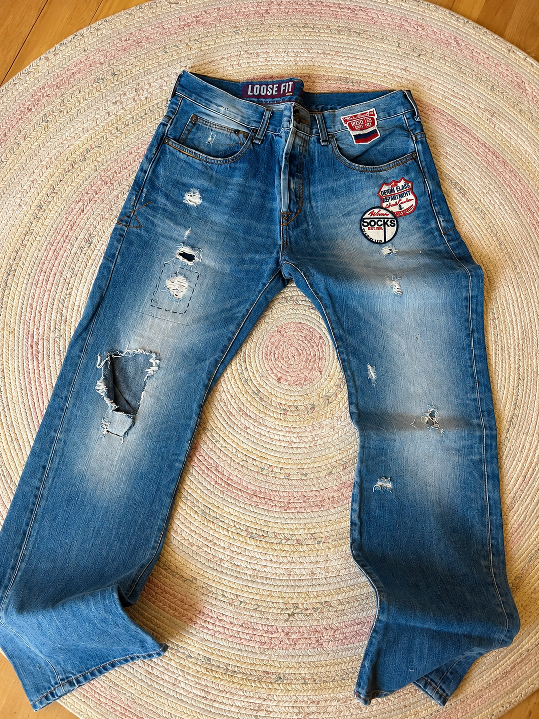 Vaquero Vintage Loose Fit Denim Parches