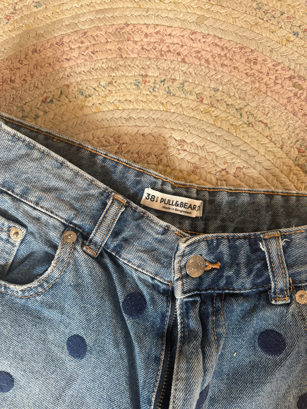 Short vaquero Pull&Bear azul con lunares | Talla 38 (M)