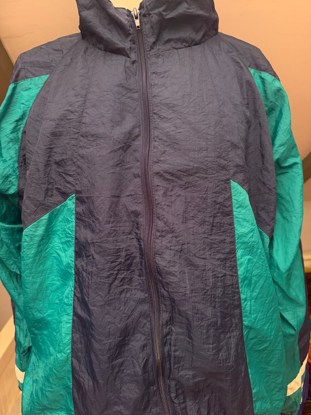 Chaqueta vintage Volleys 90s azul y verde retro windbreaker oversize