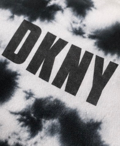 Camiseta DKNY Tie-Dye Blanco y Negro | Logo Frontal | Talla M