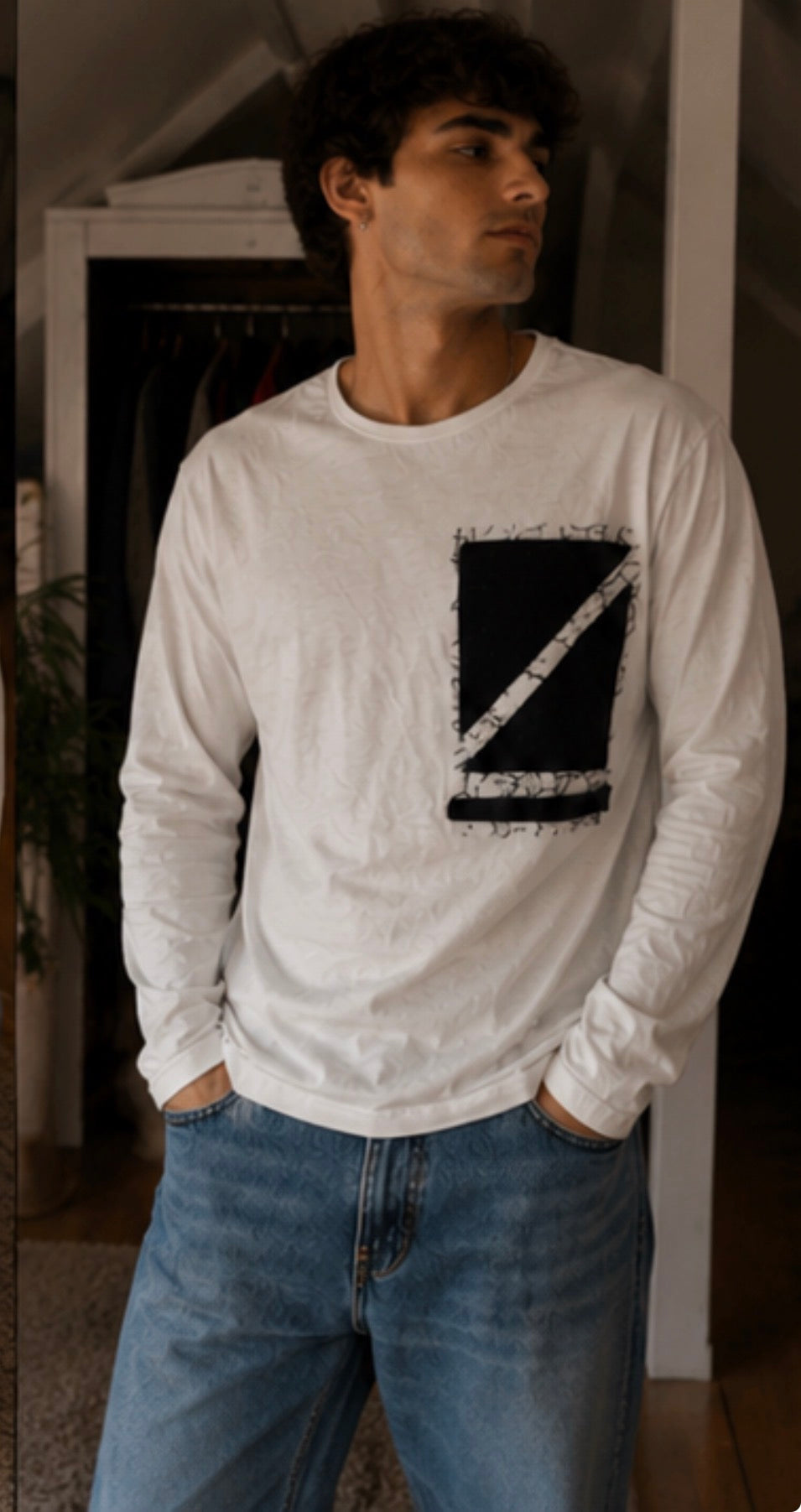 Camiseta Antony Morato Blanca Manga Larga Print Minimal