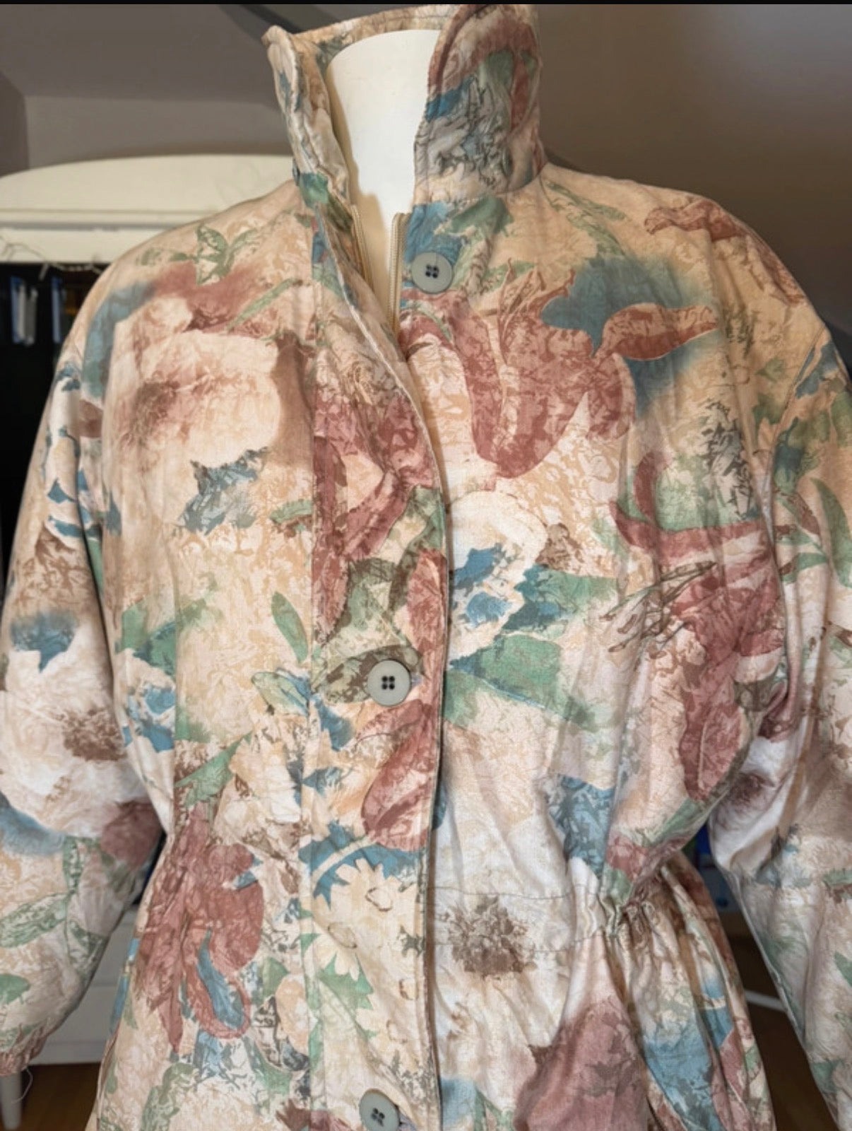 Chaqueta vintage 80s estampado floral pastel oversize