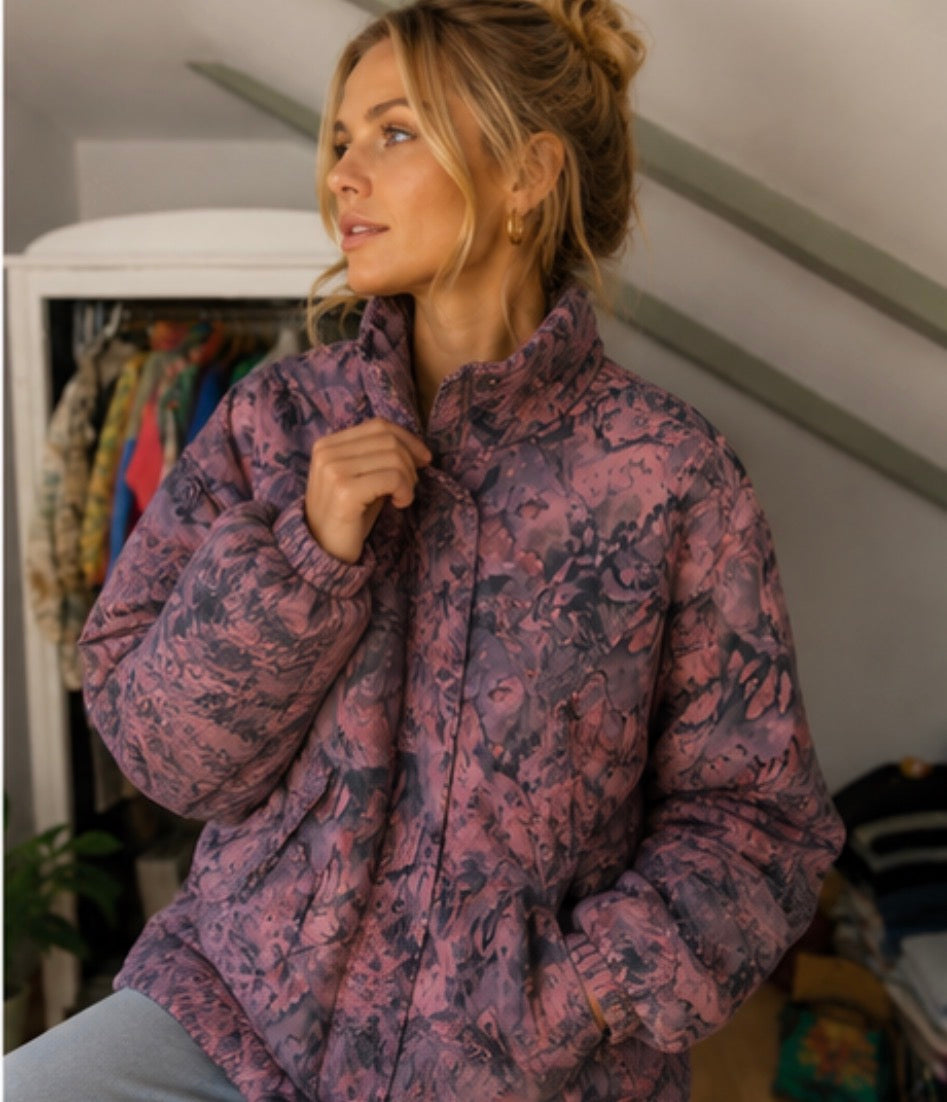 Chaqueta acolchada abstract print oversized 90s