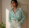 Camisa Vintage Verde Menta Bordada | Adonay Vintage