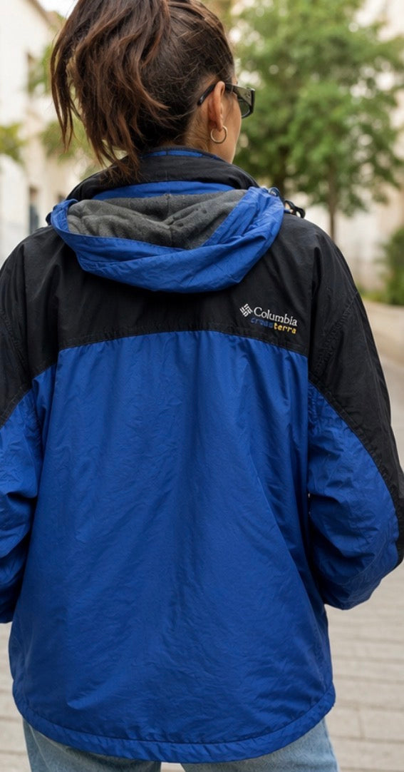 Chaqueta Columbia Crossterra Vintage 90s Azul con Polar Interior Desmontable