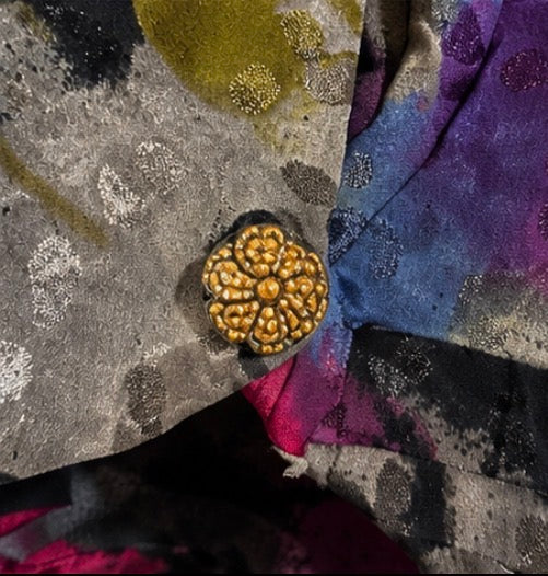Blazer Vintage Estampado Artístico | Botón Joya | Años 90